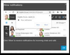 Browser address bar notification permission prompt for the 3CX site